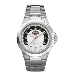 Harley-Davidson Men's Bulova Watch, Speedometer Silver Patterned Dial, Stainless Steel. 76A123