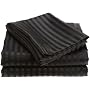 Divatex Home Fashions  Royal Opulence Woven Satin Stripe Queen Sheet Set, Black