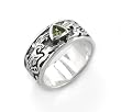 Genuine Green Moldavite Meteor Gemstone Celtic Knot Dragon Sterling Silver Ring (Size 6,7,8,9,10,11,12,13,14,15)