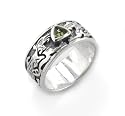 Genuine Green Moldavite Meteor Gemstone Celtic Knot Dragon Sterling Silver Ring (Size 6,7,8,9,10,11,12,13,14,15)