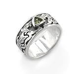 Genuine Green Moldavite Meteor Gemstone Celtic Knot Dragon Sterling Si...
