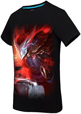 2016 Summer Men's New Style League of Legends T-Shirt LOL Short Sleeved Cotton Mat Black And White (L(ht=175cm,wgt<70kg), Yasuo Blood Moon Black)