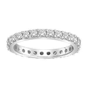 Platinum Bead-Set Diamond Eternity Ring (1.00 cttw, G-H Color, VS1-VS2 Clarity), Size 5.5