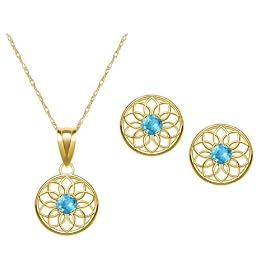10k Yellow Gold, December Birthstone, Blue Topaz Floral Disc Earring and... by Amazon.com Collection