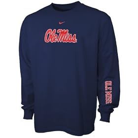 Nike Mississippi Rebels Navy Blue Youth Classic Logo Long Sleeve T-shirt