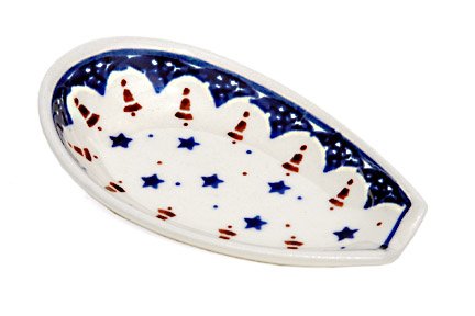 Polish Pottery Snowman Small Spoon Rest