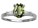 1.18 cts Genuine Green Sapphire and Diamond Engagement Ring - 14kt White or Yellow Gold