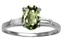 1.18 cttw Genuine Green Sapphire and Diamond Engagement Ring - 14kt White or Yellow Gold