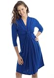 The Olian Shirred V-Neck Knot Front Rayon Jersey Dress