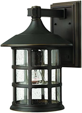 Hinkley Freeport 10" Wall Mount Outdoor Lantern, Aluminum, New England Design, Clear Seedy Glass, Oil Rubbed Bronze Finish
