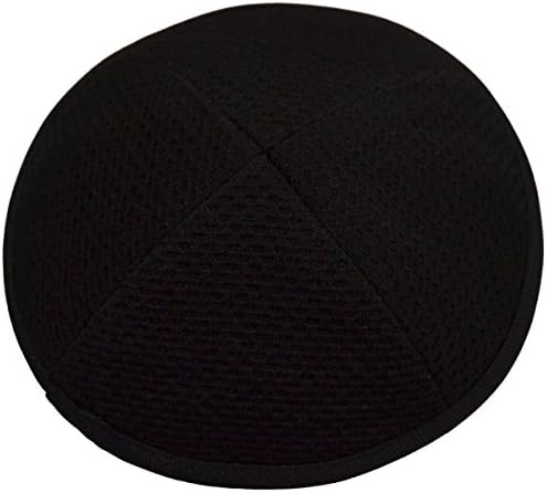Cotton Mesh Klipped Kippah (large, black)