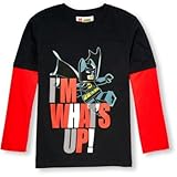 THE CHILDREN'S PLACE(ザ・チルドレンズプレイス) レゴバットマンフェイクレイヤーティ ブラック トップス長袖Tシャツ 10～12歳【並行輸入】