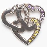 925 Sterling Silver Rhodium Finished with inlaid CZ (A) stones- Three Heart Pendant.