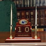 PENN STATE NITTANY LIONS Team Logo 8 Wide Wood PERPETUAL CALENDAR / DESK CADDY (with a handsome Pen Set)