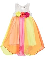 Girls  Colorblocking Mesh Lace Tiered Acrylic/Polyester/Spandex/Taffeta  Dress With a Bow(s)