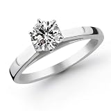 Platinum 1.00 Carat Round Cut Cathedral Solitaire Diamond Ring (G-H ; SI1-2)