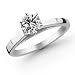14k White Gold 3/4 Carat Round Cut Cathedral Solitaire Diamond Ring (G-H ; SI1-2)