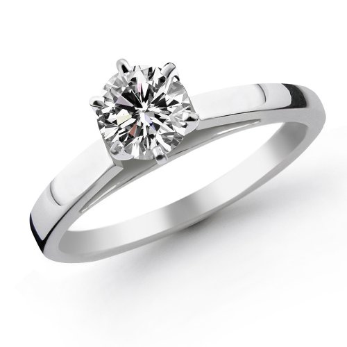14k White Gold 1.00 Carat Round Cut Cathedral Solitaire Diamond Engagement Ring (G H ; SI1 2) 41Iij2U4pKL 14k White Gold 1.00 Carat Round Cut Cathedral Solitaire Diamond Engagement Ring (G H ; SI1 2)