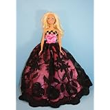 Pink and Black Ball Gown Made to Fit the Barbie Doll