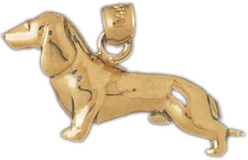 Genuine 14k Yellow Gold Dauchshund Dog Charm Pendant. (approximate weight 2 grams)