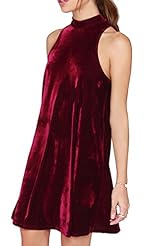 A-line Halter Sleeveless Velvet  Dress