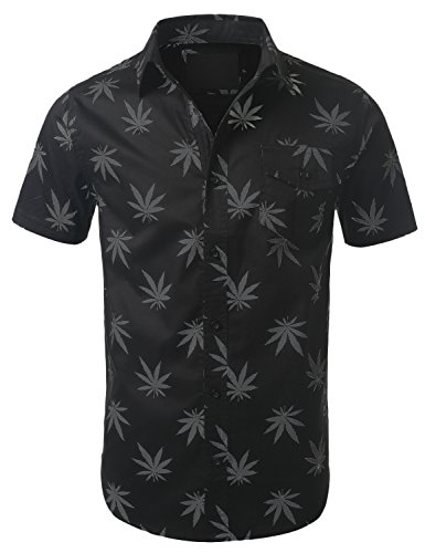 URBANCREWS Mens Hipster Hip Hop Lightweight Button Down Shirts- Various Prints