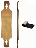 Carve-one Blank Natural Double Kick Drop Thru Freeride Longboard Deck 40" W/ Black Grip Tape