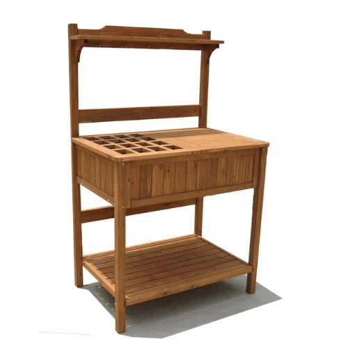 Solid Fir Potting Bench with Recessed Storage