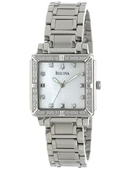 Bulova Womens 96R107 Stainless Steel and Mother-of-Pearl Diamond-Accented Watch