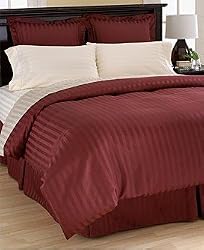 CHARTER CLUB Damask Stripe Twin Cotton Bedskirt, Cabernet, DCA52BS787