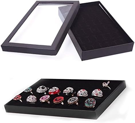 Viewred New 36 Slots Ring Storage Ear Display Plastic Window Empty Box Jewelry Organizer Holder Show Case (Size: 21.7cm x 13.5cm x 3cm)