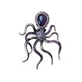 Amethyst Purple Crystal Rhinestone Jewel Vintage Inspired Octopus Pin Brooch