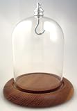 Pocket Watch Glass Display Dome with Oak Base & Silver hook