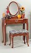 Oak Wood Vanity With Table & Bench Set