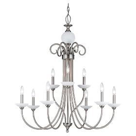Sea Gull Lighting 31108-965 Nine-Light Montclaire Chandelier, Antique Brushed Nickel Finish