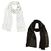 Wrapables Lightweight Silky Satin Solid Colored Scarf (Set of 2), Black and White