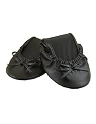 Shoes: Solemates Purse Pal Foldable Bowed Ballet Flats w/ Expandable Tote Bag for Carrying Heels (Large (9 - 10.5), Black)