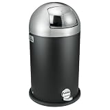 Polder WB-1045-87 10-2/7-Gallon Bullet-Shaped Steel Step Can, Black and Stainless Steel