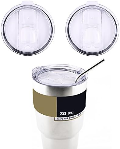 Spill Proof Lid, KinHom Crystal Clear Splash Resistant Plastic Covers Tumbler Replacement Accessory with Slider Closure for Yeti Rambler,RTIC Coolers and Ozark Trail in Travelling (2 PACK) (30 oz)
