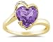Heart Shaped Amethyst and Diamond Curve Ring in 14K Yellow Gold