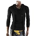 Herren Casual Unsymmetrische Neck Langarm T-Shirt mit Schal(UNN)