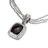 925 Silver, Onyx & Diamond Petite Pendant with 18k Gold Accents (0.25ctw)
