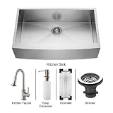 Vigo Industries VG15109 Farmhouse Kitchen Faucet Colander Single Bowl Kitchen Sink, Steel