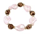 Bracelet - B60 - Murano Style Glass - Twists - Stretch ~ Pink