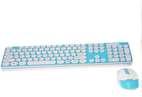 LaptopAcc Slim 2.4Ghz Wireless Keyboard Nano USB Receiver And Shine Optical Mouse Combo For Windows 8, 7, Vista, XP ,PC,Laptop - Blue+White