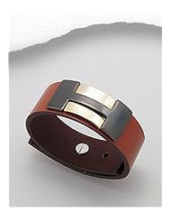 Orange Leather Bracelet In White Base