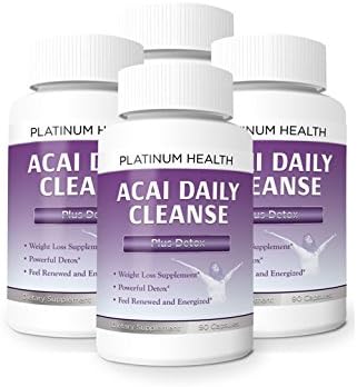 Acai Berry Cleanse & Detox 4 Bottles (360 Capsules) * Natural * Powerful Detox * Natural Weight Loss * Colon Cleanse *