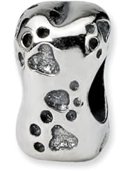 Sterling Silver Reflection Beads Collection Dog Bone Bead Charm 4mm Hole (fits 3mm European Style Charm Bracelets)