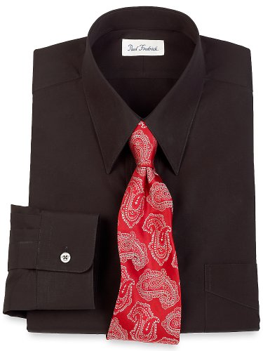 Paul Fredrick Men's 2-Ply Cotton European Straight Collar Dress Shirt Black 15.0/33 Paul Fredrick Men's 2-Ply Cotton European Straight Collar Dress Shirt Black 15.0/33