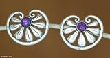 Sterling Silver and Purple Amethyst Button Earrings, 'Polished Petals'